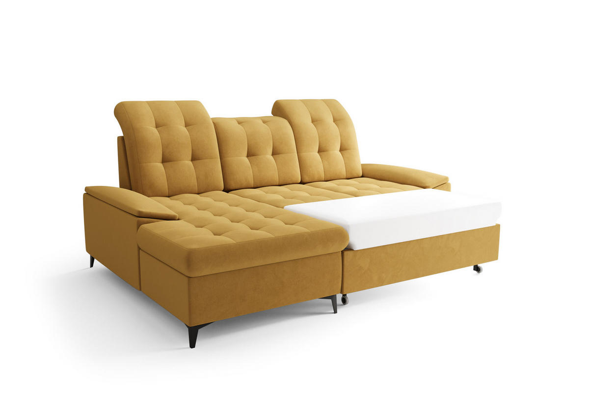 ECKSOFA KONGO RBN18, Eckcouch in L-Form mit Schlaffunktion, Farbe: Rosa, Velourstoff, Ottomane Links - Rosa, Textil (257/172cm) - O-Sofa