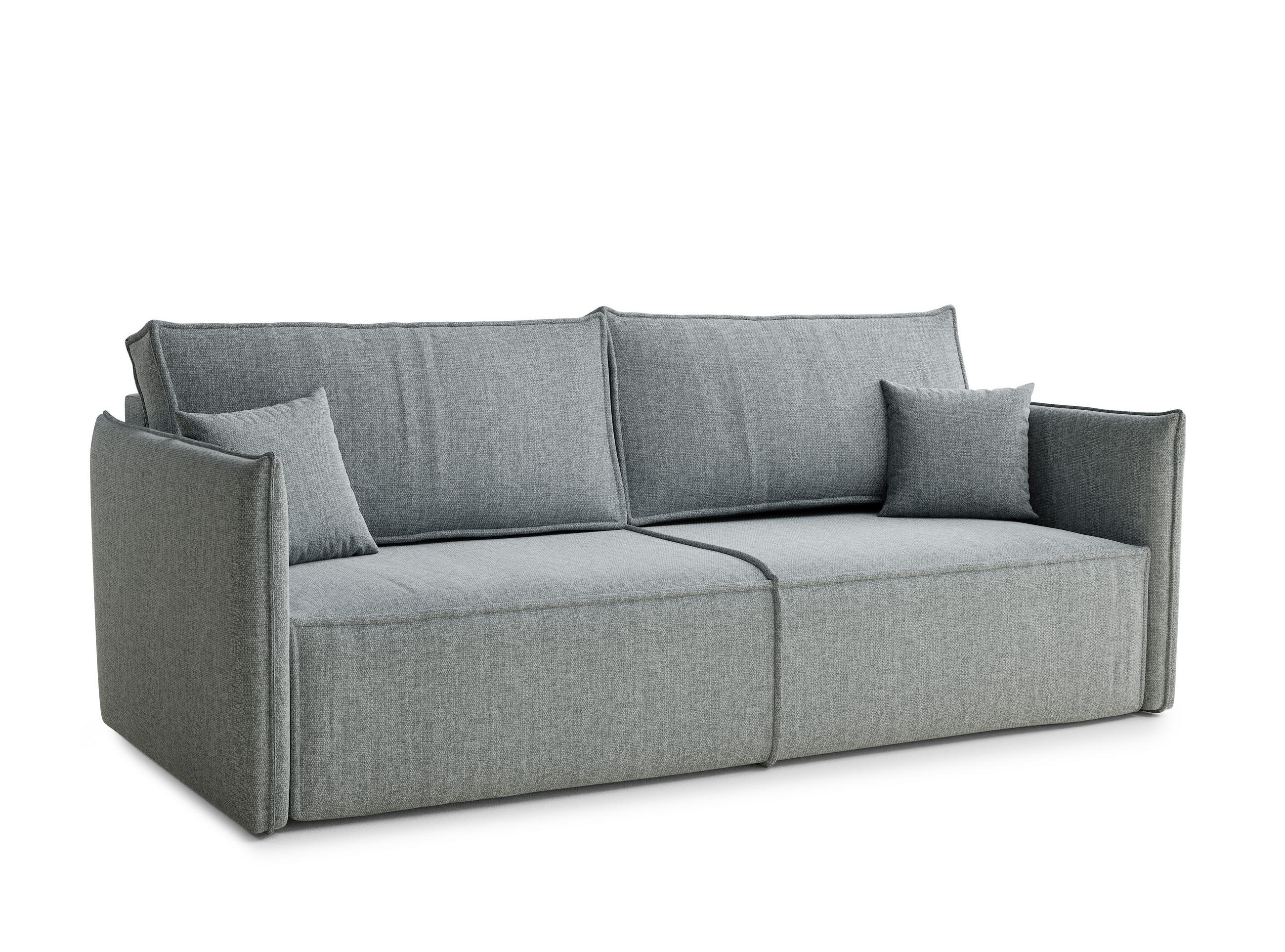 SOFA MIT SCHLAFFUNKTION Obra Blau grau Webstoff - Blaugrau/Schwarz, Holz/Holzwerkstoff (220/70/107cm) - Maison de Reve