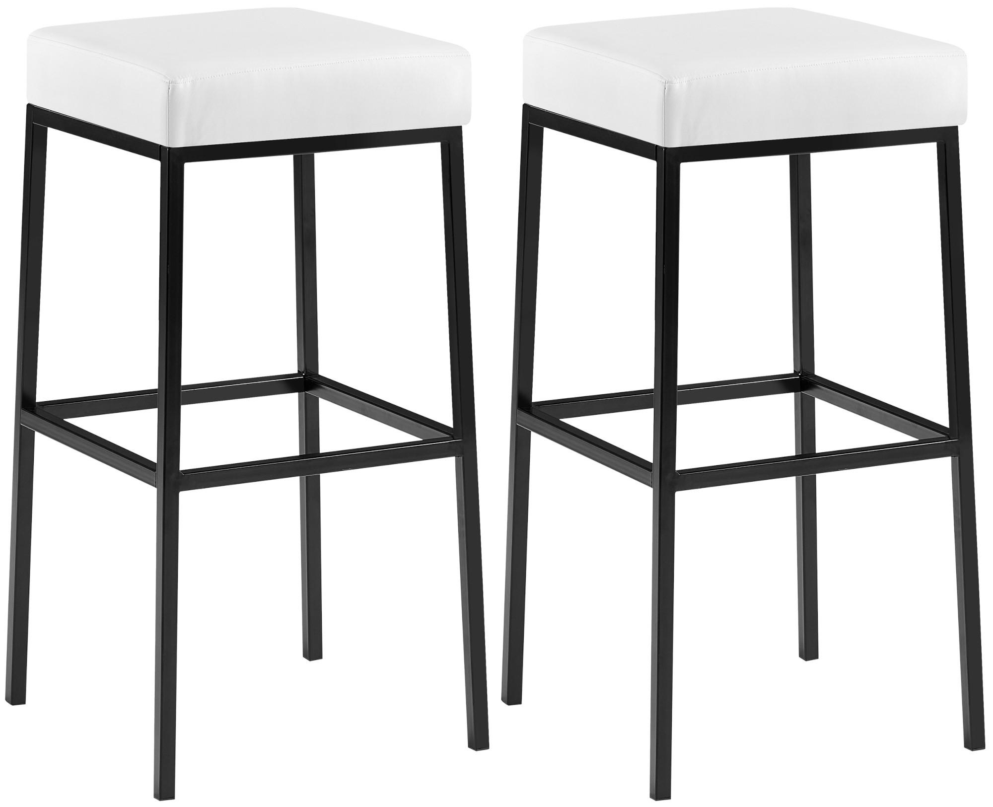 BARHOCKER 2er Set Lederlook weiß - Schwarz/Weiß, Textil/Metall (37/78/37cm) - CLP