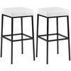 BARHOCKER 2er Set Lederlook weiß - Schwarz/Weiß, Textil/Metall (37/78/37cm) - CLP