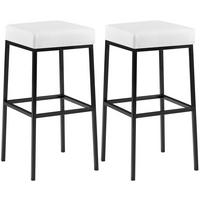 BARHOCKER 2er Set Lederlook weiß - Schwarz/Weiß, Textil/Metall (37/78/37cm) - CLP