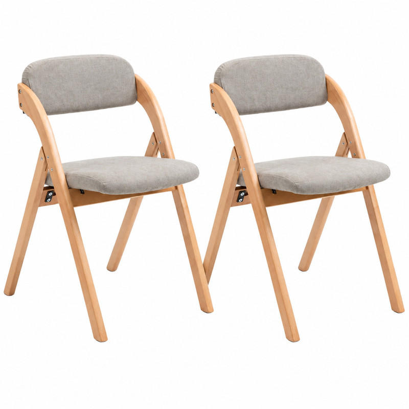 KLAPPSTUHL gepolstert 2er-Set Buchenholz Grau - Grau, Holz (54/60/79cm) - Meubliv