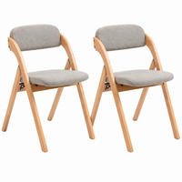 KLAPPSTUHL gepolstert 2er-Set Buchenholz Grau - Grau, Holz (54/60/79cm) - Meubliv