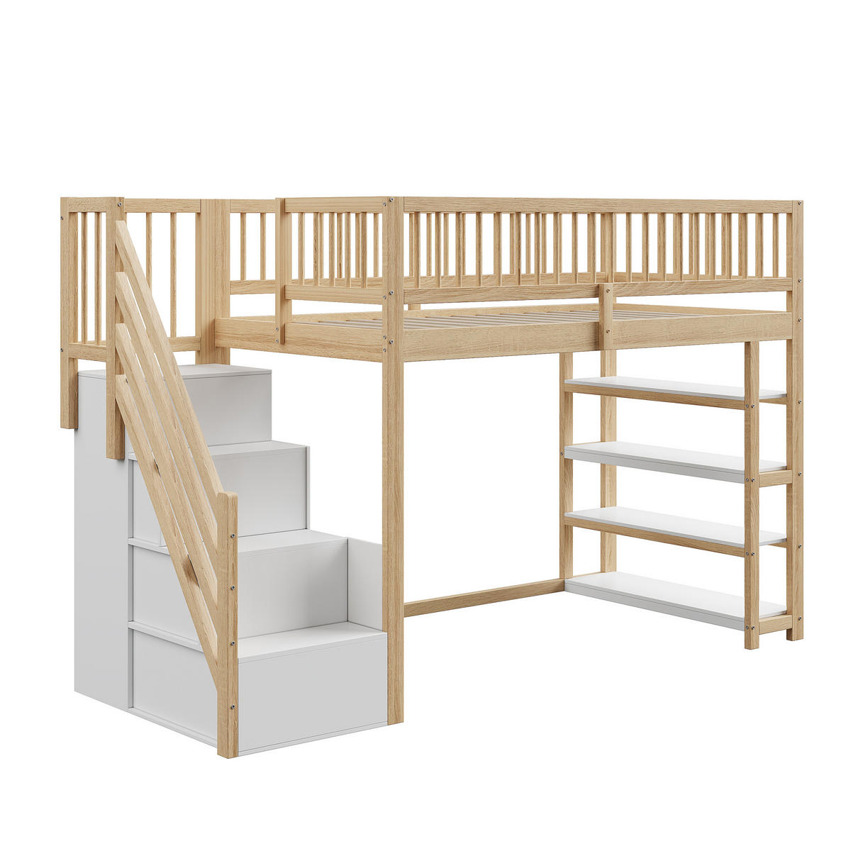 HOCHBETT 90 x 200cm mit Sicherheitskletterleiter，Holzfarbe - Naturfarben, Holz (90/200cm) - KOMHTOM