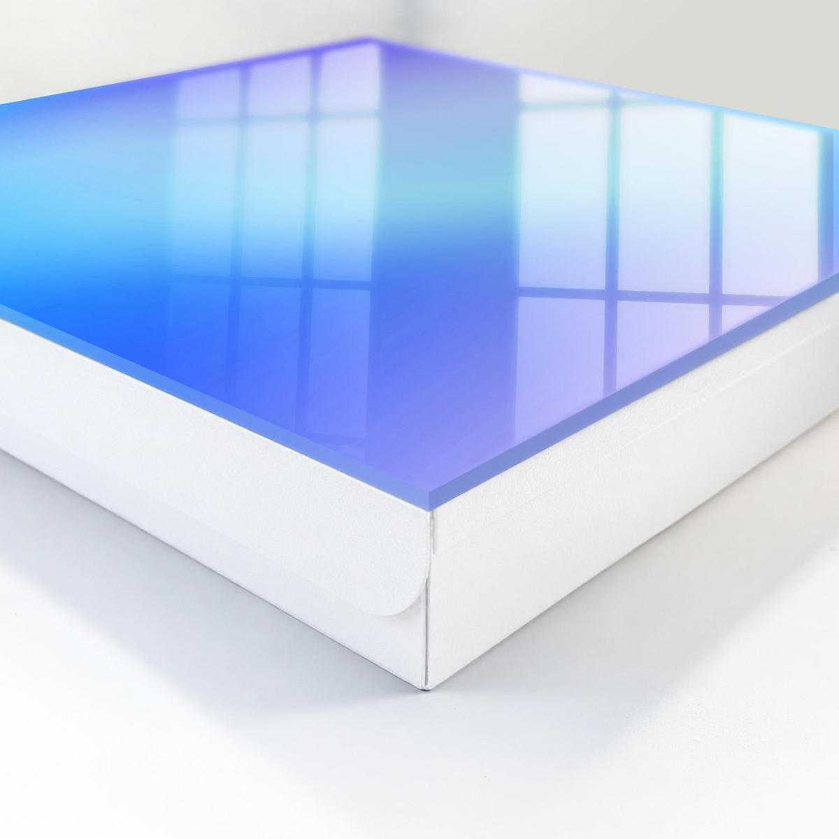 SCHLÜSSELBOX Weiß 30x30 cm – Türöffnung nach rechts - Ruhiger Gradient - Blau, Metall (30/30/5cm) - TULUP