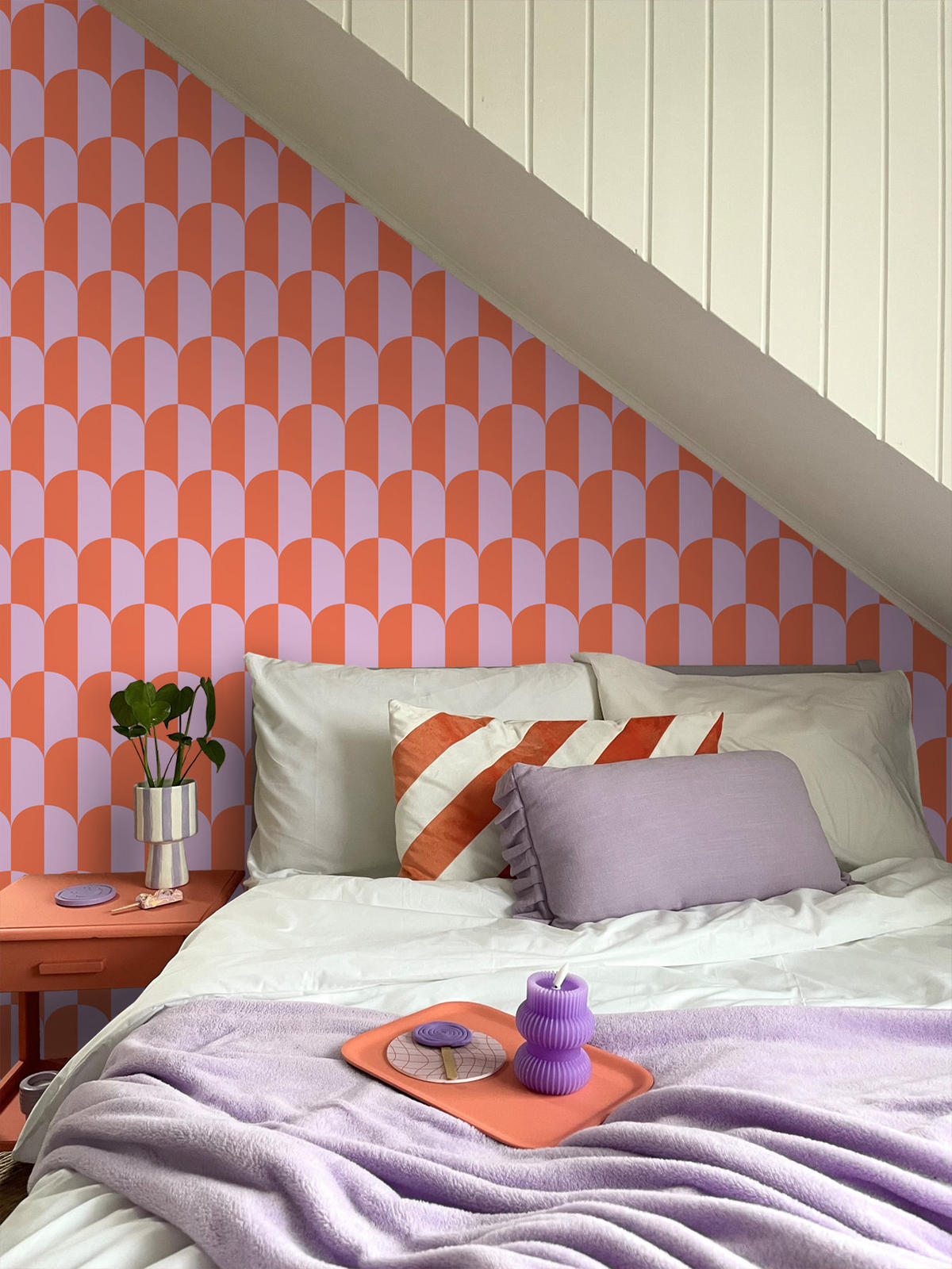 TAPETE Art Decó Muster 53 cm x 10.05 m - Orange, Papier (53/1000cm) - ESTAhome