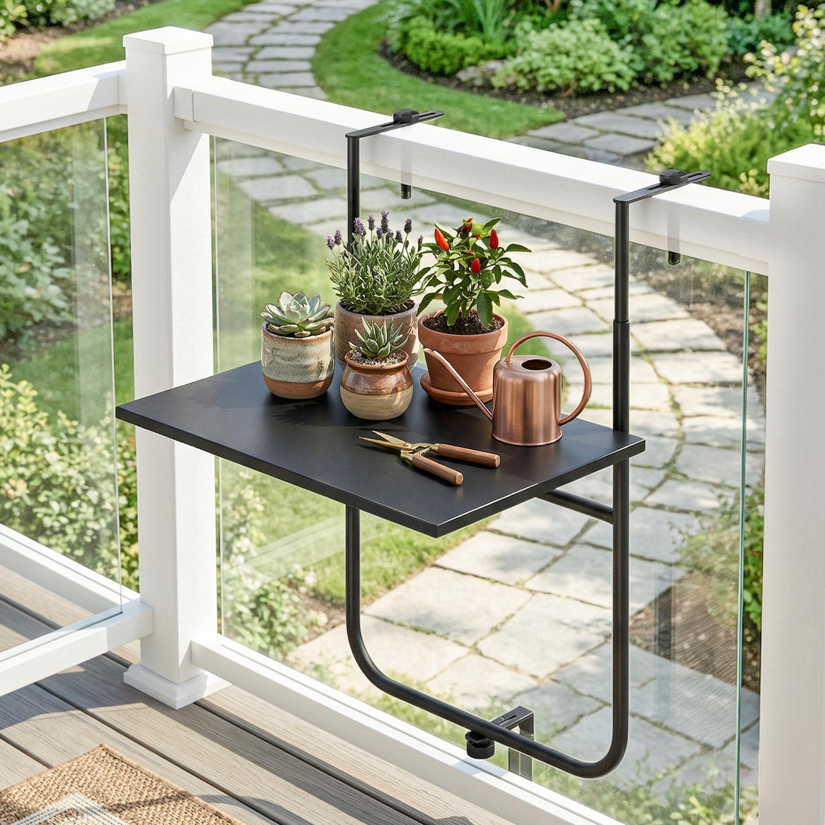 BALKONHÄNGETISCH, Schwarz, Metall - Schwarz, Metall (62/60/85.5cm) - Outsunny