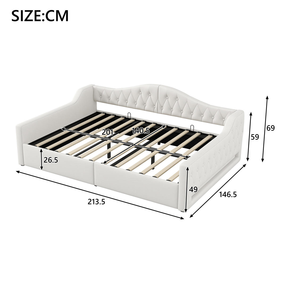 KREVET 140/200 cm s LED osvjetljenjem i spremištem ispod, Bež - bež, drvni materijal (140/200cm) - Redom
