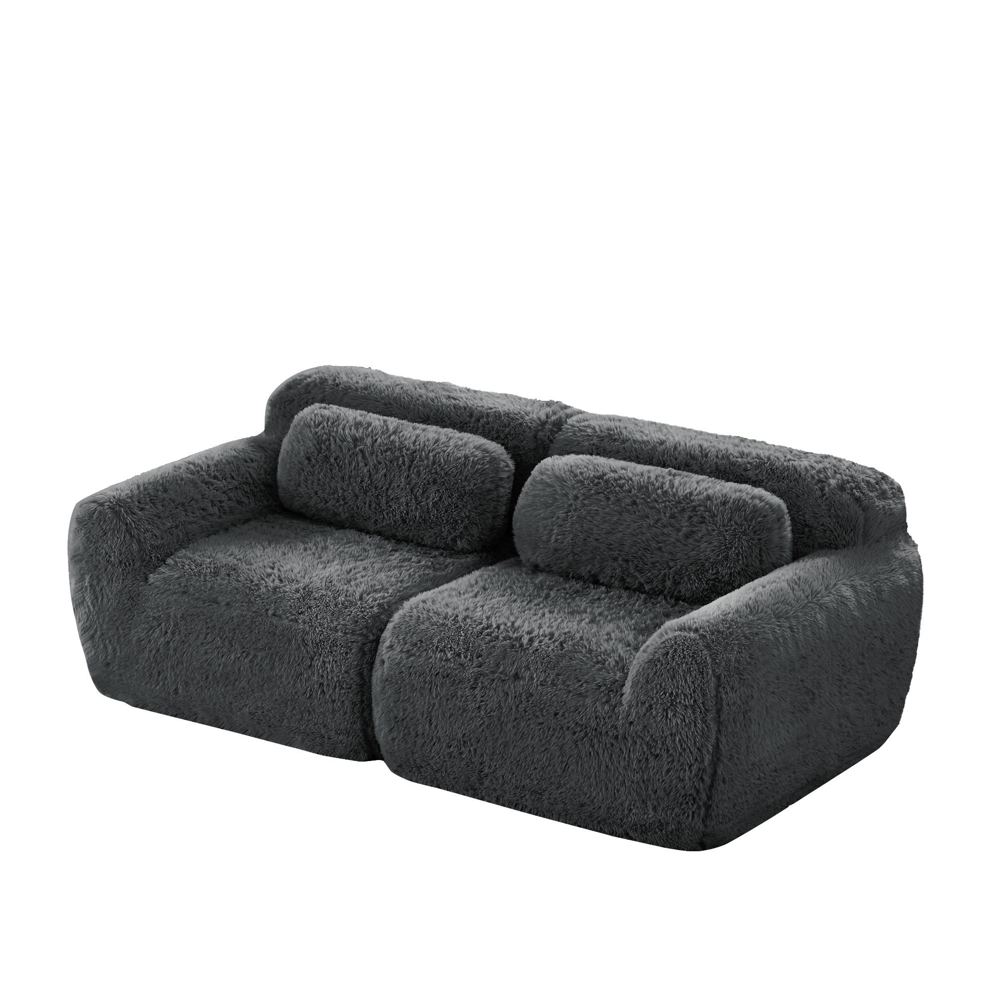 2-SITZER Sofa aus Plüschstoff mit modularem Design, grau - Grau, Textil (104/73/204cm)