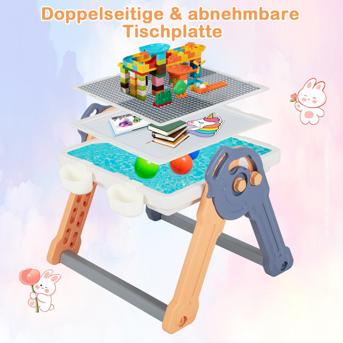 KINDERTISCH Mehrfarbig - Multicolor, Kunststoff (58/55/84cm) - COSTWAY