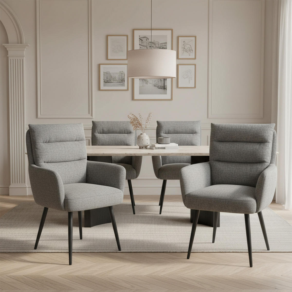 ESSZIMMERSTUHL Mika-Yann - Schwarz/Grau, Textil/Metall (59/94/66cm) - DUBI Möbel