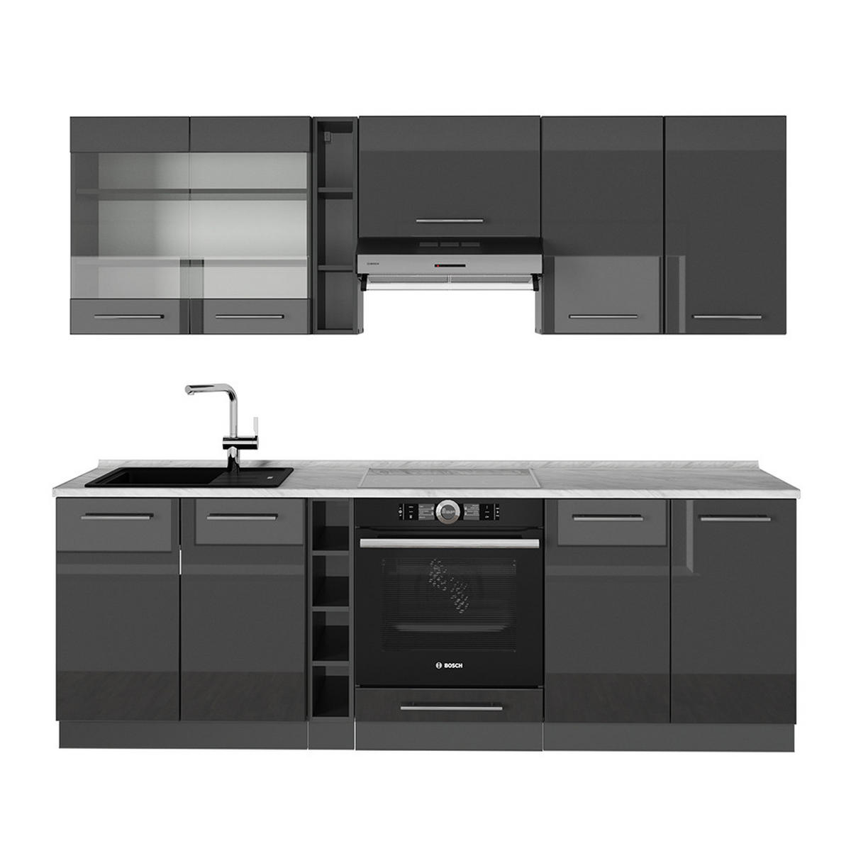 KUCHYŇSKÝ KOUT Fame-Line Antracitový vysoký lesk - antracitová/vysoce lesklá černá, kompozitní dřevo (235/81.6/60cm) - Vicco