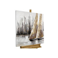 ÖLGEMÄLDE 80/80 cm - Grau, Holz/Textil (1.6/80cm) - KUNSTLOFT