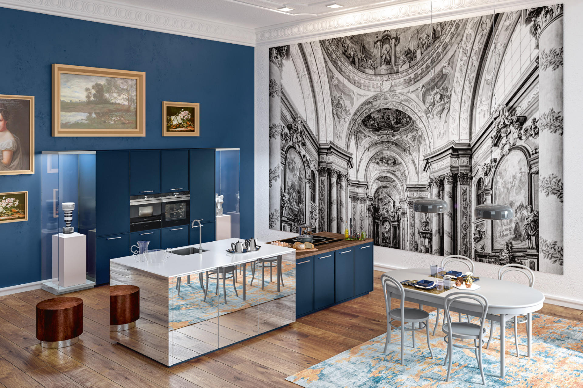 moderne blaue Küche
