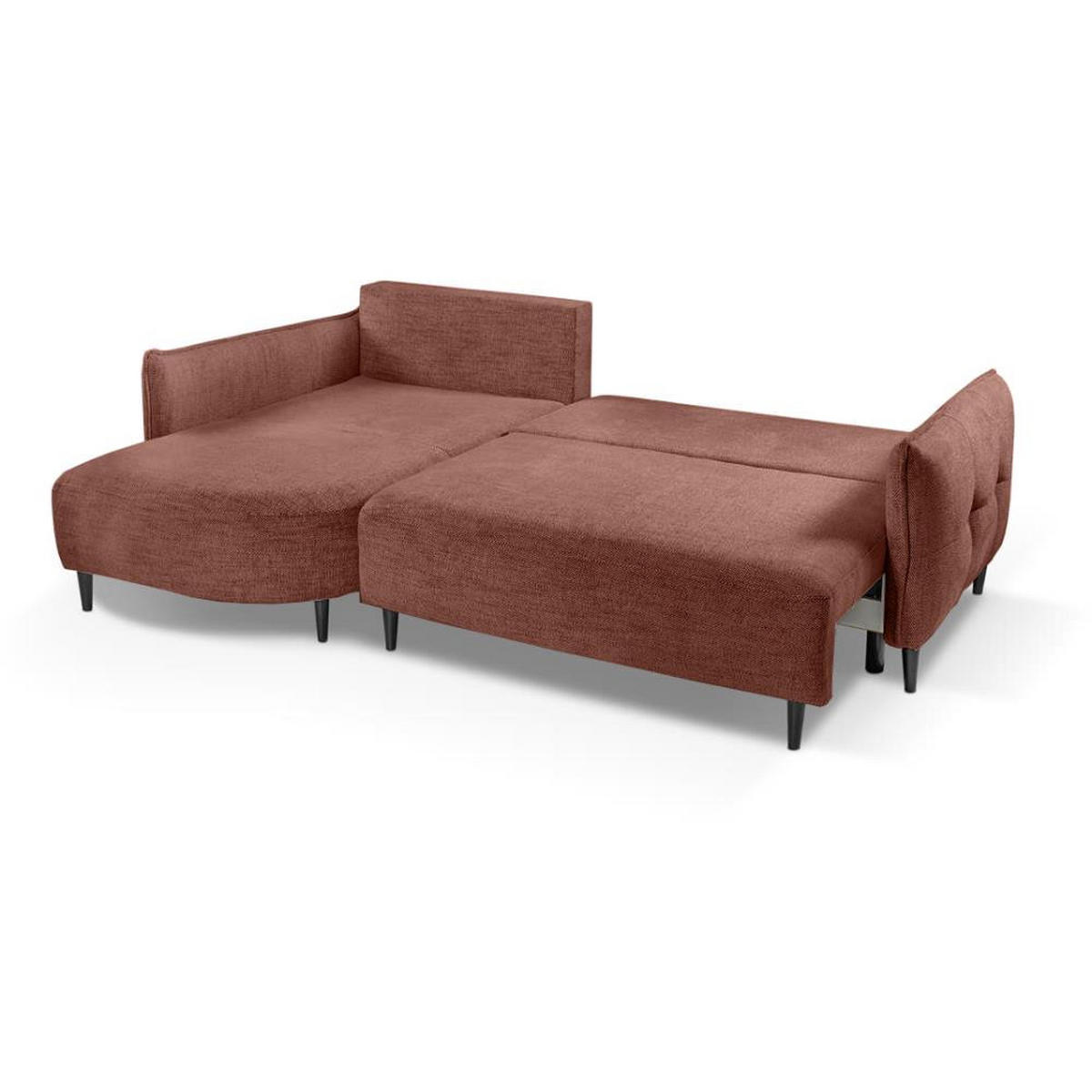 ECKSCHLAFSOFA Sycylia links rot - Rot/Schwarz, Textil (244/165cm) - Beautysofa