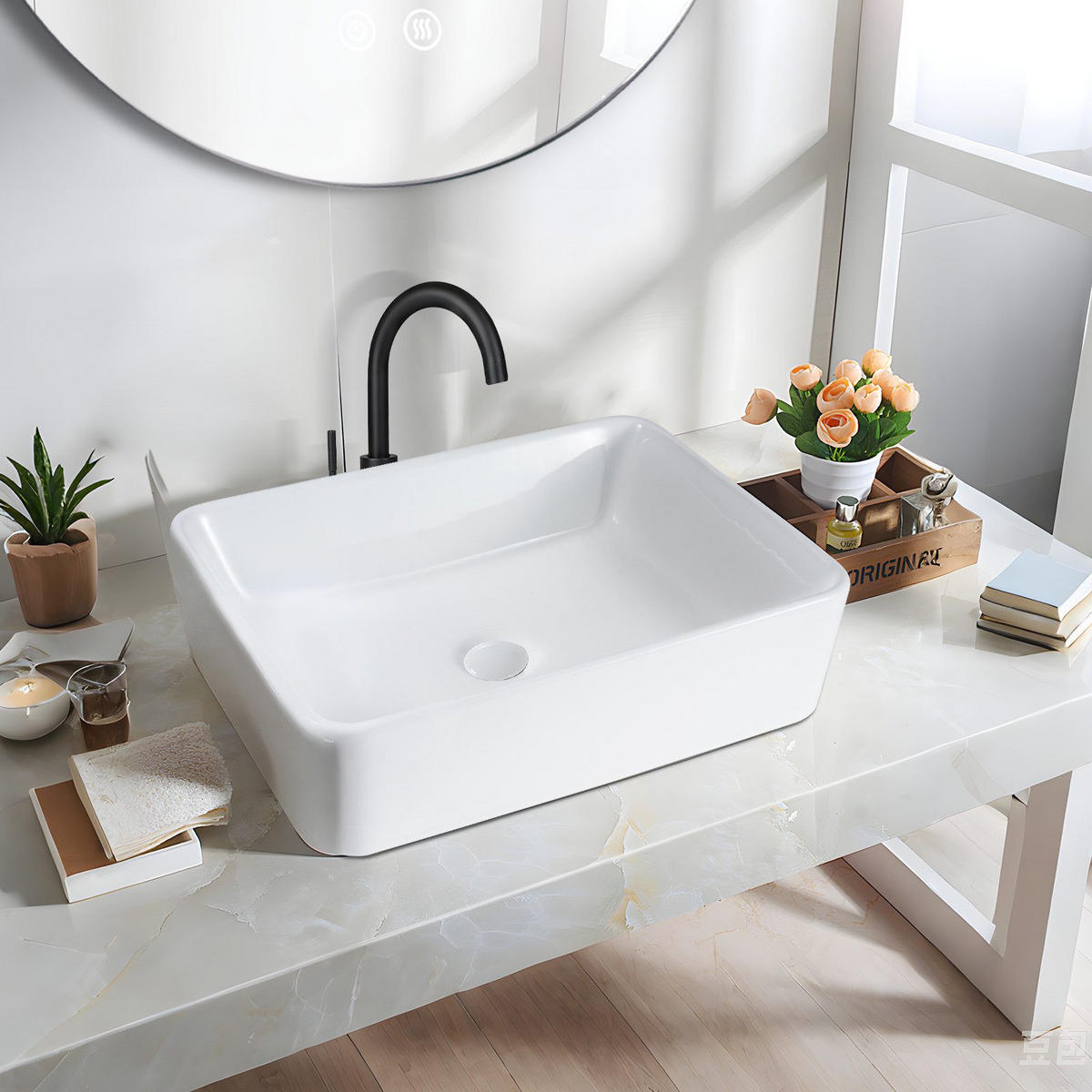 WASCHBECKEN Baunach II 48/37/13.5cm - Weiß, Keramik (37/13.5/48cm) - Nettlife