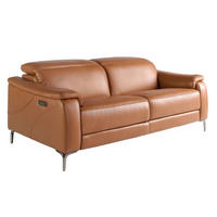 SOFA 3-Sitzer-Relaxsofa aus braunem Leder 188/160/101 cm - Edelstahlfarben/Braun, Leder (188/101/108cm) - ANGEL CERDA