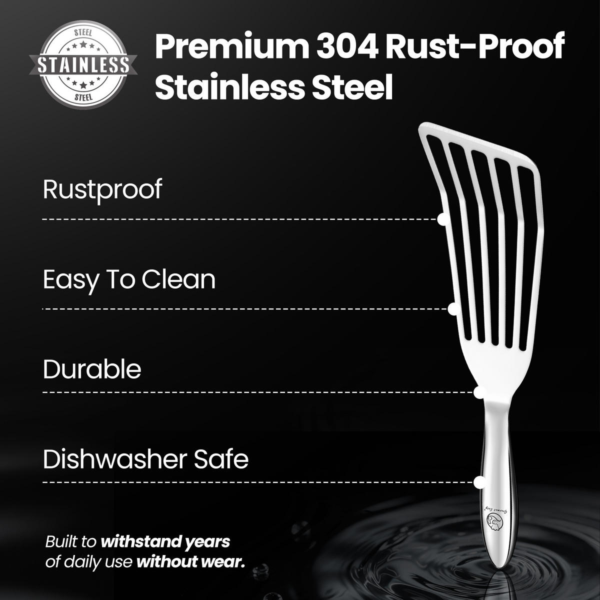 FISCHWENDER Pfannenwender,Fischwender-Set, Edelstahl, 2 teilig (groß/klein) für empfindliches Bratgut - Edelstahlfarben, Metall (34.5/3/9.5cm) - Gourmet Easy