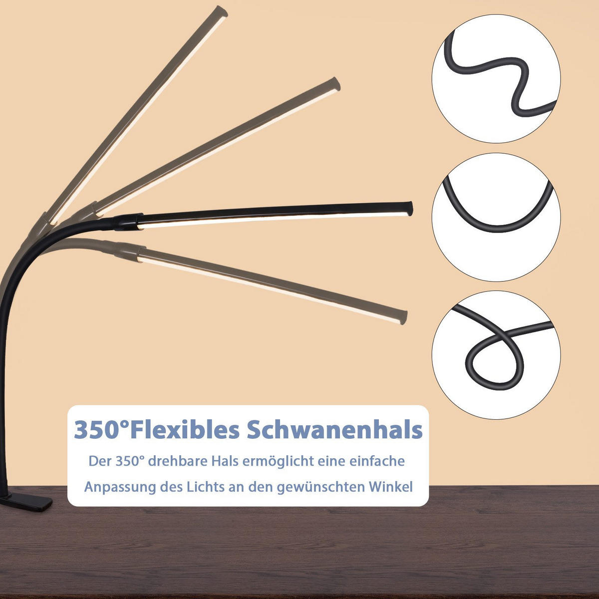 LED TISCHLEUCHTE Nathan - Schwarz, Metall (3.1/80.8/80.8cm) - Nettlife