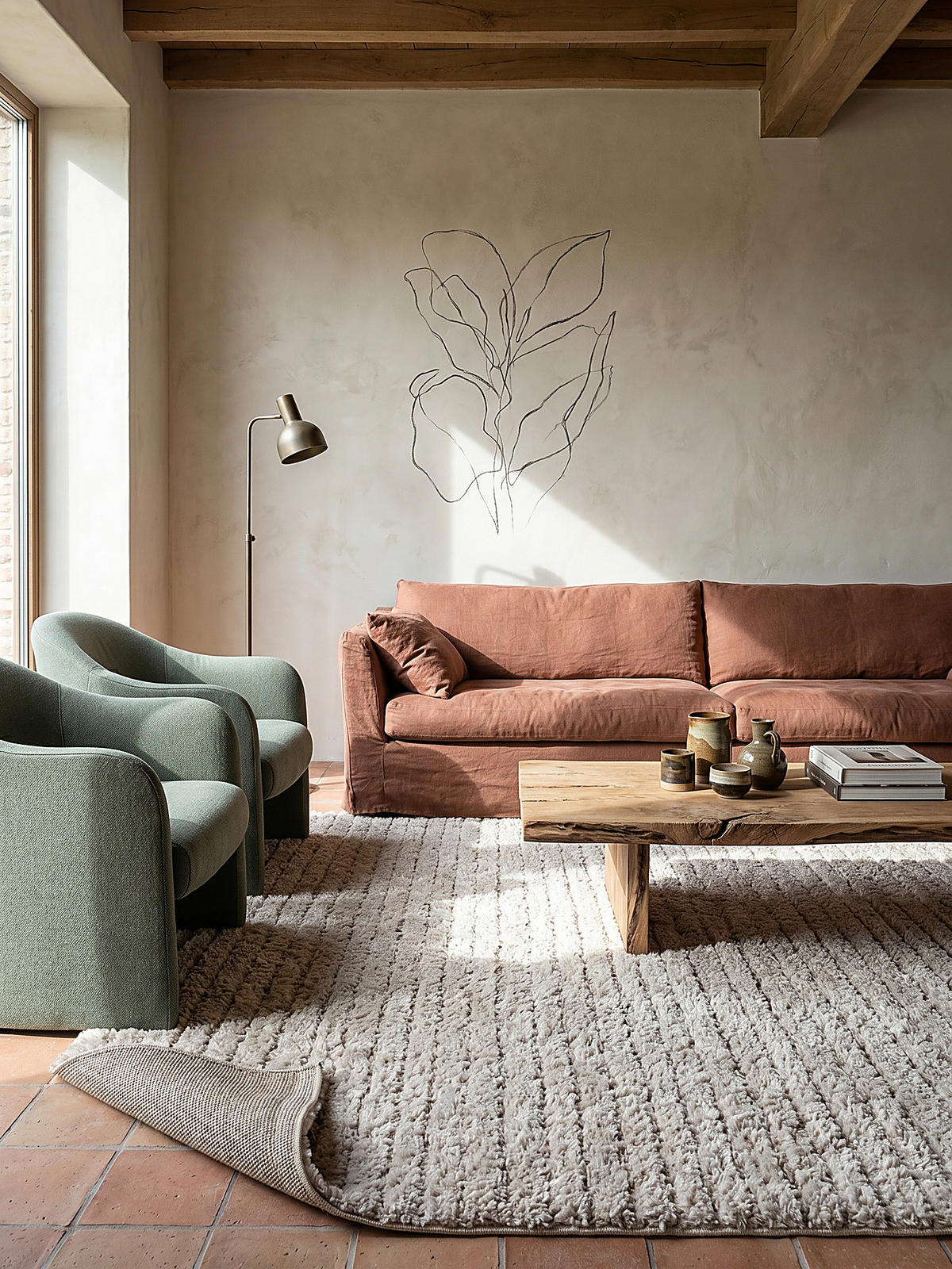 HOCHFLORTEPPICH Streifen ATRIO Polypropylen Beige 120 x 170 cm - Beige, Textil (120/170cm) - KADIMA DESIGN