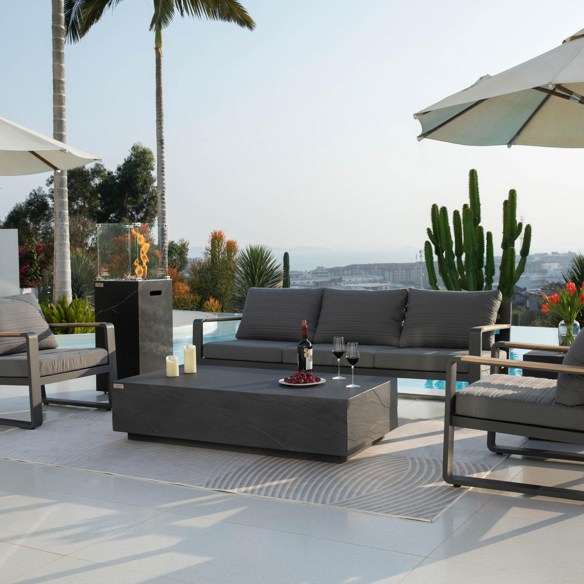 COUCHTISCH COLORADO aus GF-Beton Rechteck, Wetterbeständig, 153x77x36 cm - Dunkelgrau, Naturmaterialien (153/77/36cm) - Elementi