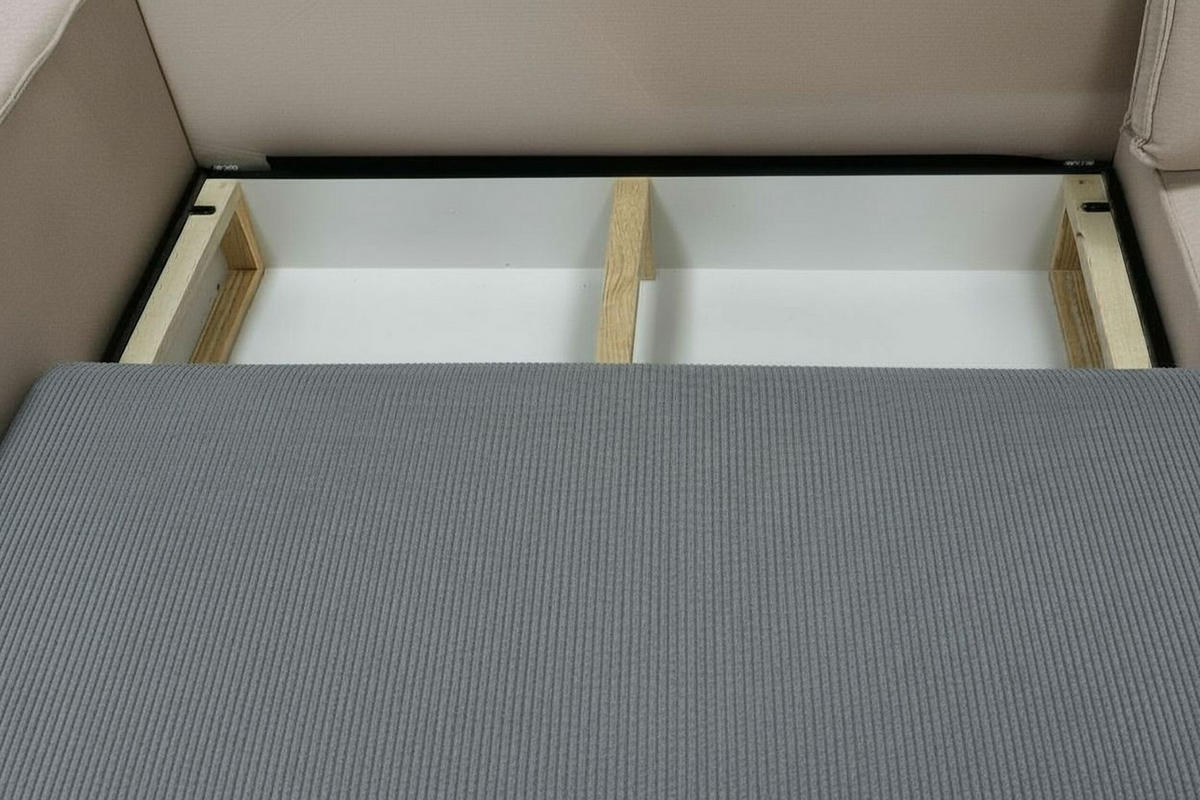 ECKSOFA RIO mit Schlaffunktion und Bettkasten, Farbe: Grau, Cordstoff, Ottomane Universal - Grau, Textil (249/142cm) - Marpur