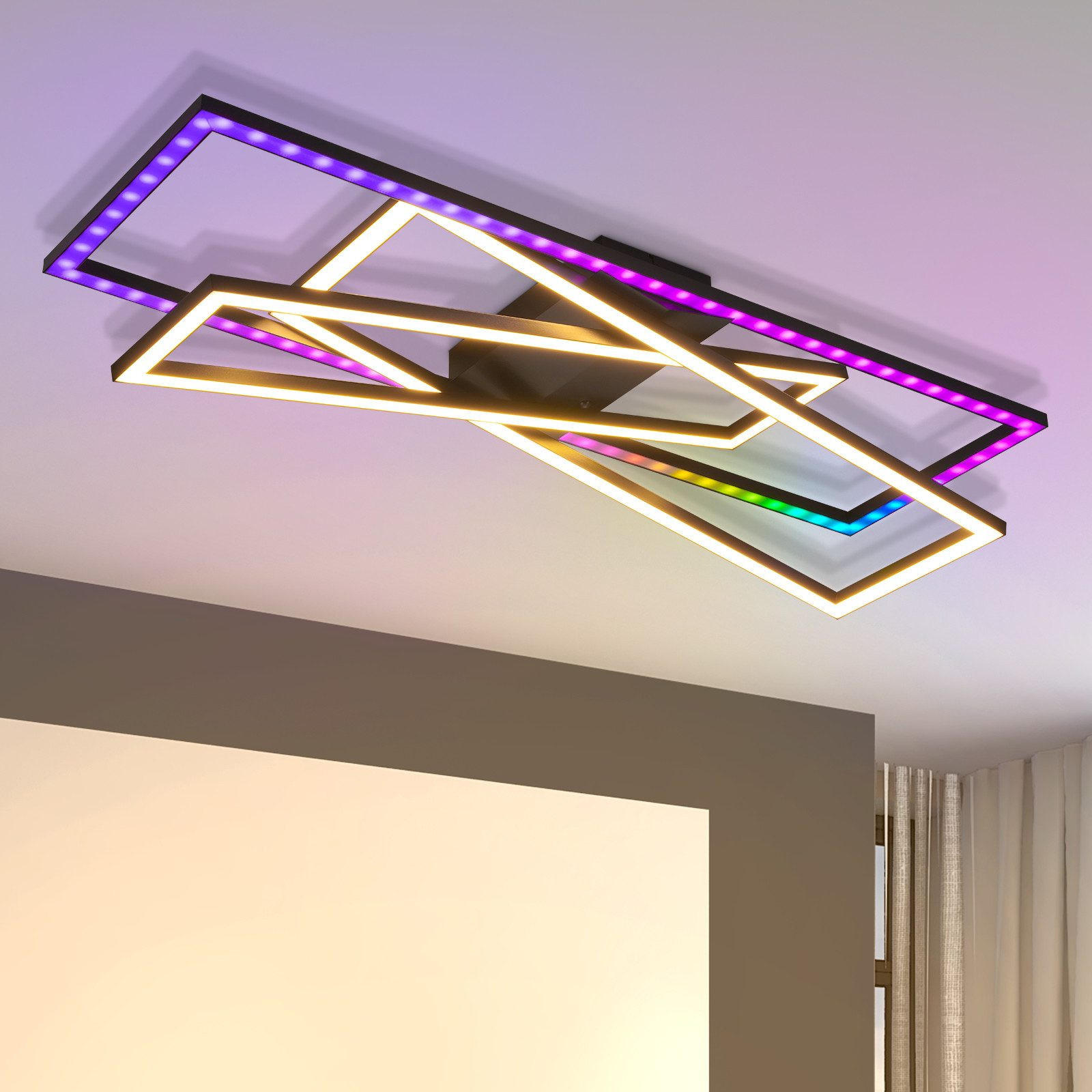 LED-DECKENLEUCHTE Maggio 23.5/75/13.5cm - Schwarz, Metall (75/23.5/13.5cm) - Nettlife