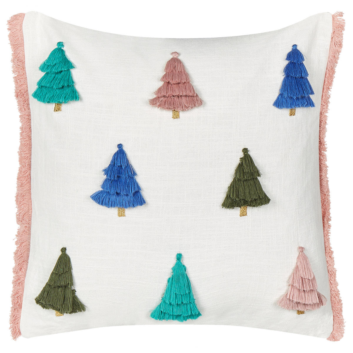 DEKOKISSEN Weiß 45/45 cm Skimmia - Blau/Pink, Naturmaterialien (45/45cm) - Beliani