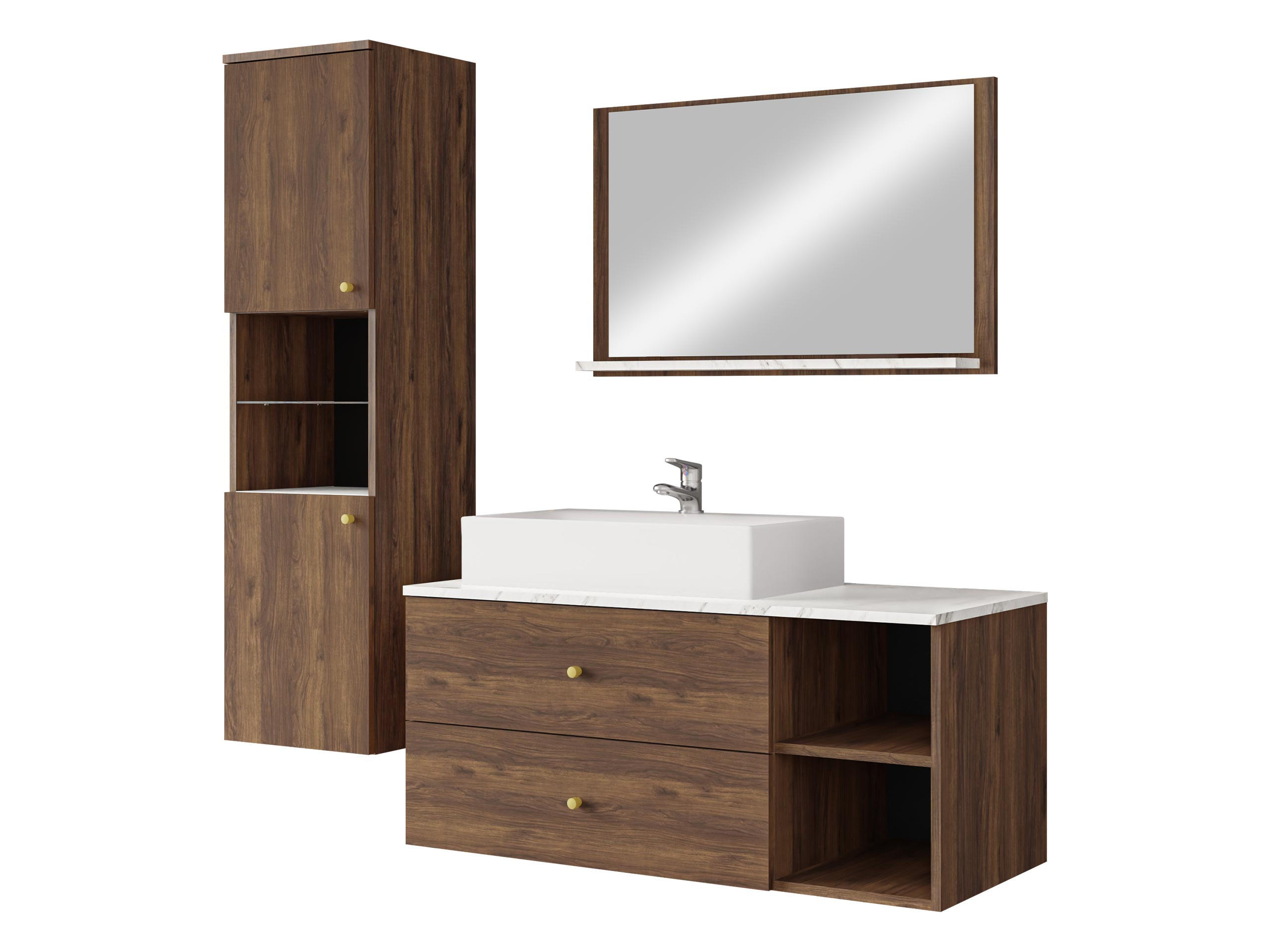 BADMÖBEL-SET Kertos II - Goldfarben/Braun, Holzwerkstoff/Metall (100/57/45cm) - MIRJAN24