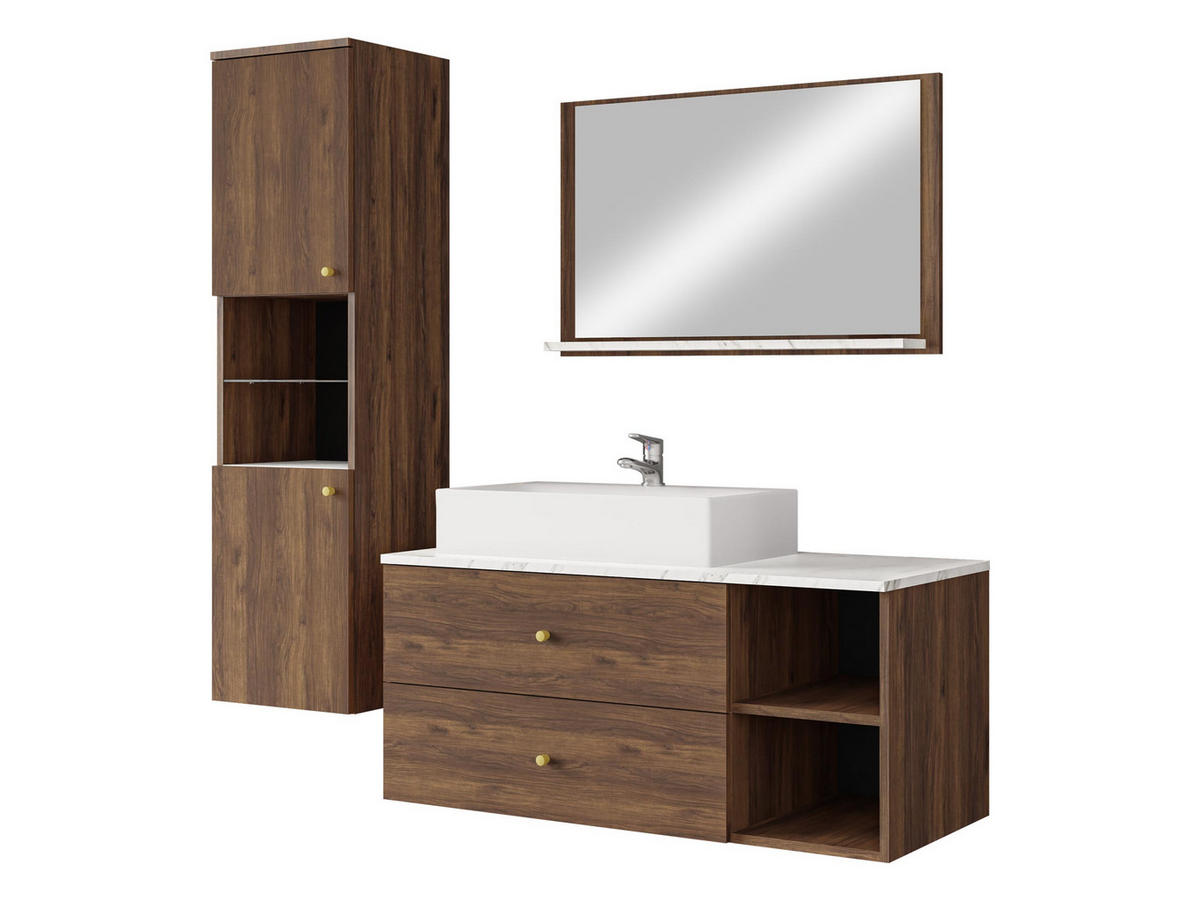 BADMÖBEL-SET Kertos II - Goldfarben/Braun, Holzwerkstoff/Metall (100/57/45cm) - MIRJAN24