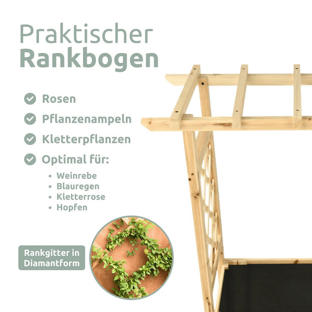 HOCHBEET mit Rankgitter THAO Inkl. Vlies 128cm Breit - Braun, Holz (128/103/44cm) - DELUKE