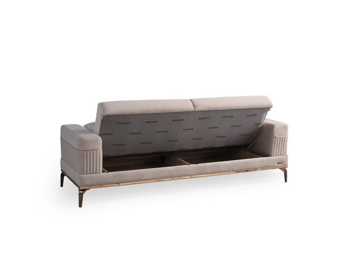 SOFA Cusco 3-Sitzer Mikrofaser Webstoff Beige - Beige, Kunststoff/Textil (230/84/90cm)
