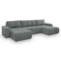 WOHNLANDSCHAFT Hosio Hellgrau 359/177/88 cm mit Schlaffunktion - Schwarz/Hellblau, Kunststoff/Textil (359/88/177cm) - AX Living