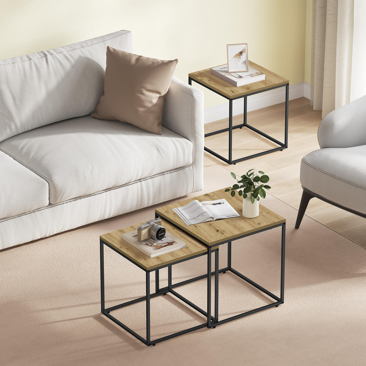 COUCHTISCH-SET aus 2 stücken, kunsteiche - Eiche Artisan, Holzwerkstoff (50/50/50.5cm) - A2A Home