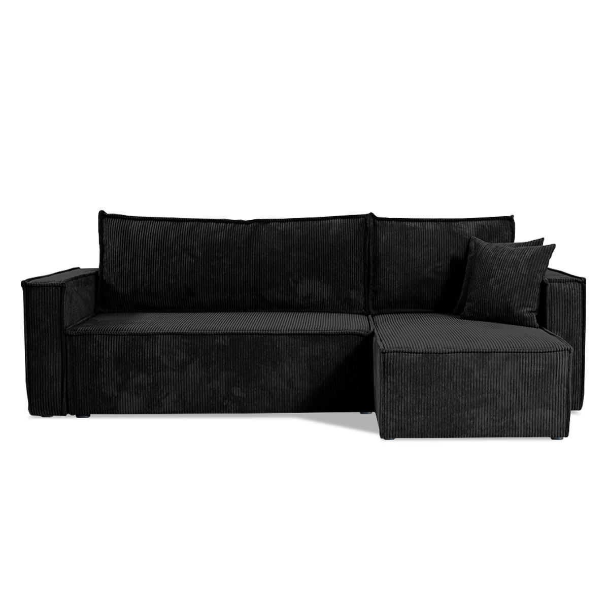 ECKSOFA Ezekiel 3 Sitzplätze Schwarz - Schwarz, Holz (236/145cm) - Petits-meubles