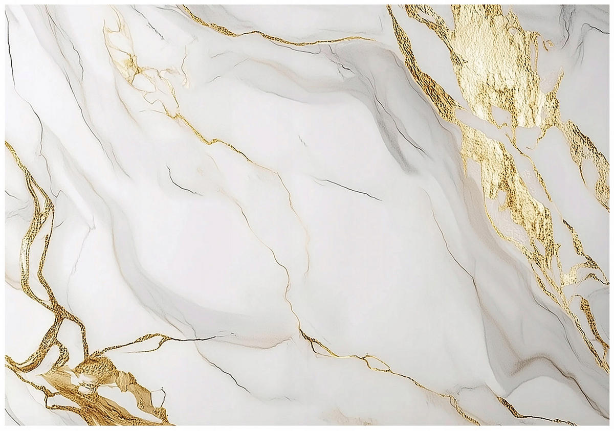 FOTOTAPETE Marmor Steinwand Gold Tapete Wohnzimmer 400x280 - Grau, Papier (400/280cm) - Wallarena