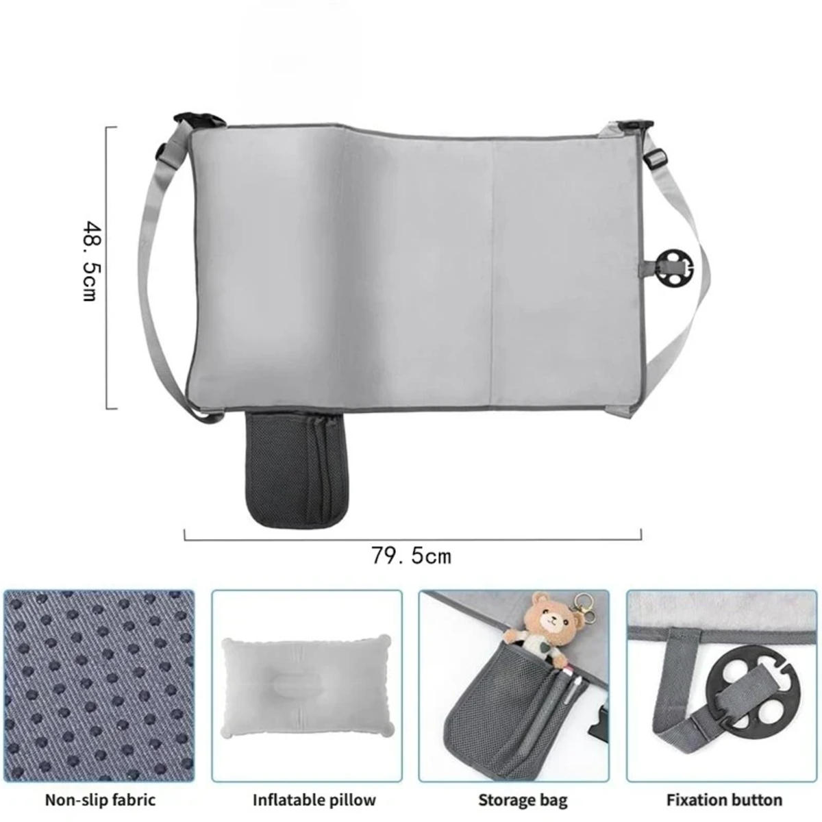REISEBETT 79.5/48,5 cm - Grau, Textil