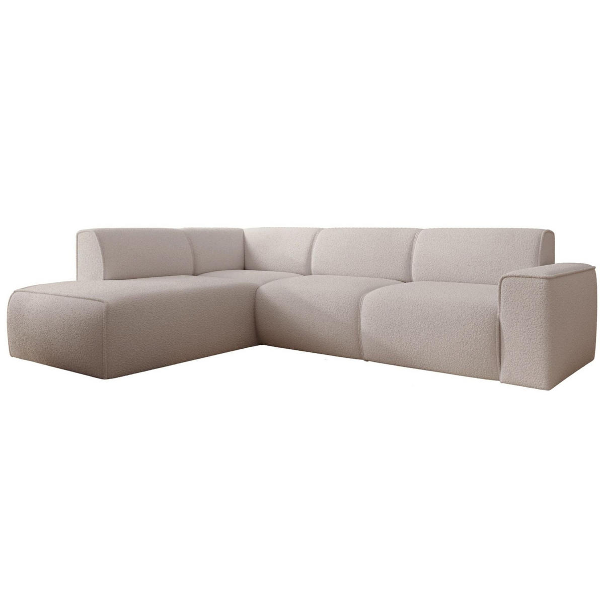 ECKSOFA Bouvi Hellbeige links - Ecru/Schwarz, Kunststoff/Textil (292/220cm) - Selsey