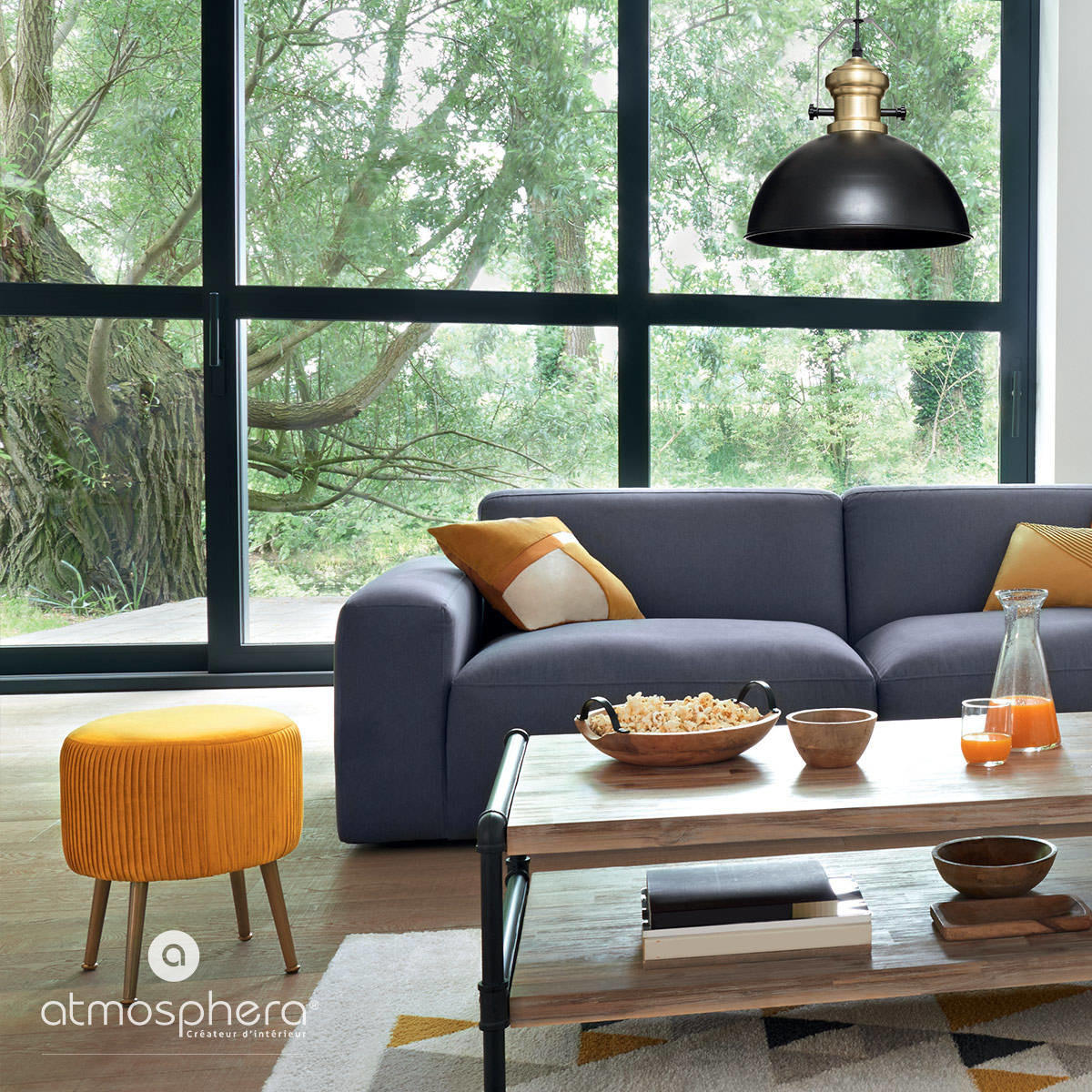 ZIERKISSEN Patch 40/40 cm - Gelb, Naturmaterialien (40/40cm) - Atmosphera Createur d´interieur