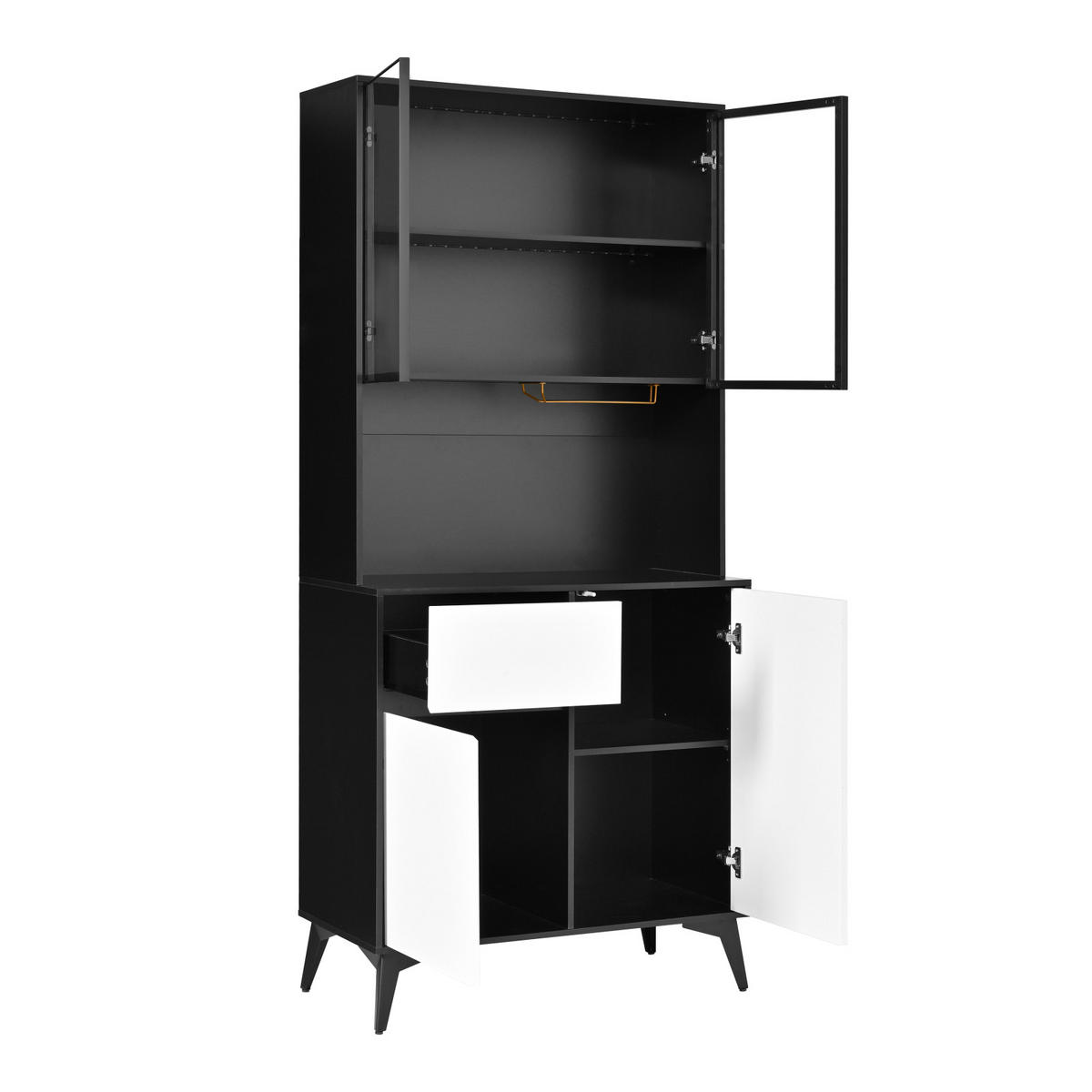 BUFFET 180cm mit LED und Stauraum - Schwarz, Holz (80/180/40cm) - PARAFTA HOME