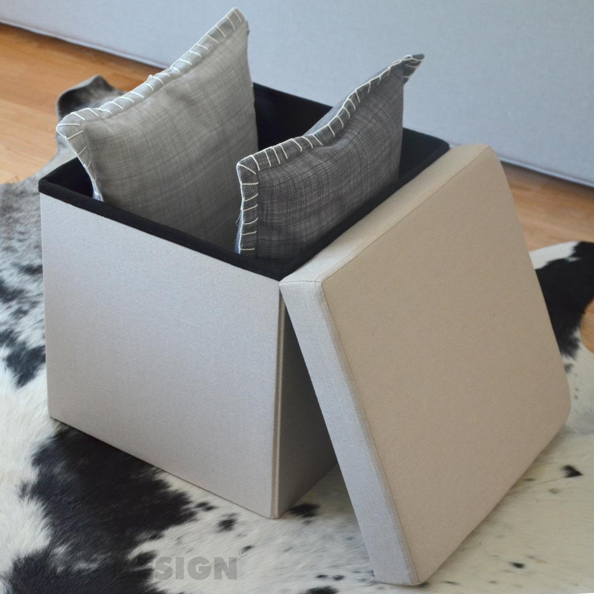SITZWÜRFEL 38/38 cm, Faltbar 42 Liter Beige-Grau - Beige, Kunststoff (38/38/38cm) - Dunedesign
