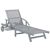 SONNENLIEGE Grau Massivholz Akazie - Grau, Holz (199/83/68cm) - vidaXL