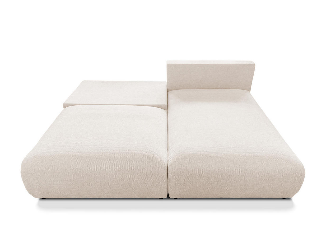 ECKSOFA Sora mit Schlaffunktion, Bettkasten und extra tiefer Komfortzone aus hochwertigem Creme Strukturstoff - Creme/Schwarz, Holz/Kunststoff (200/140cm) - S-Style
