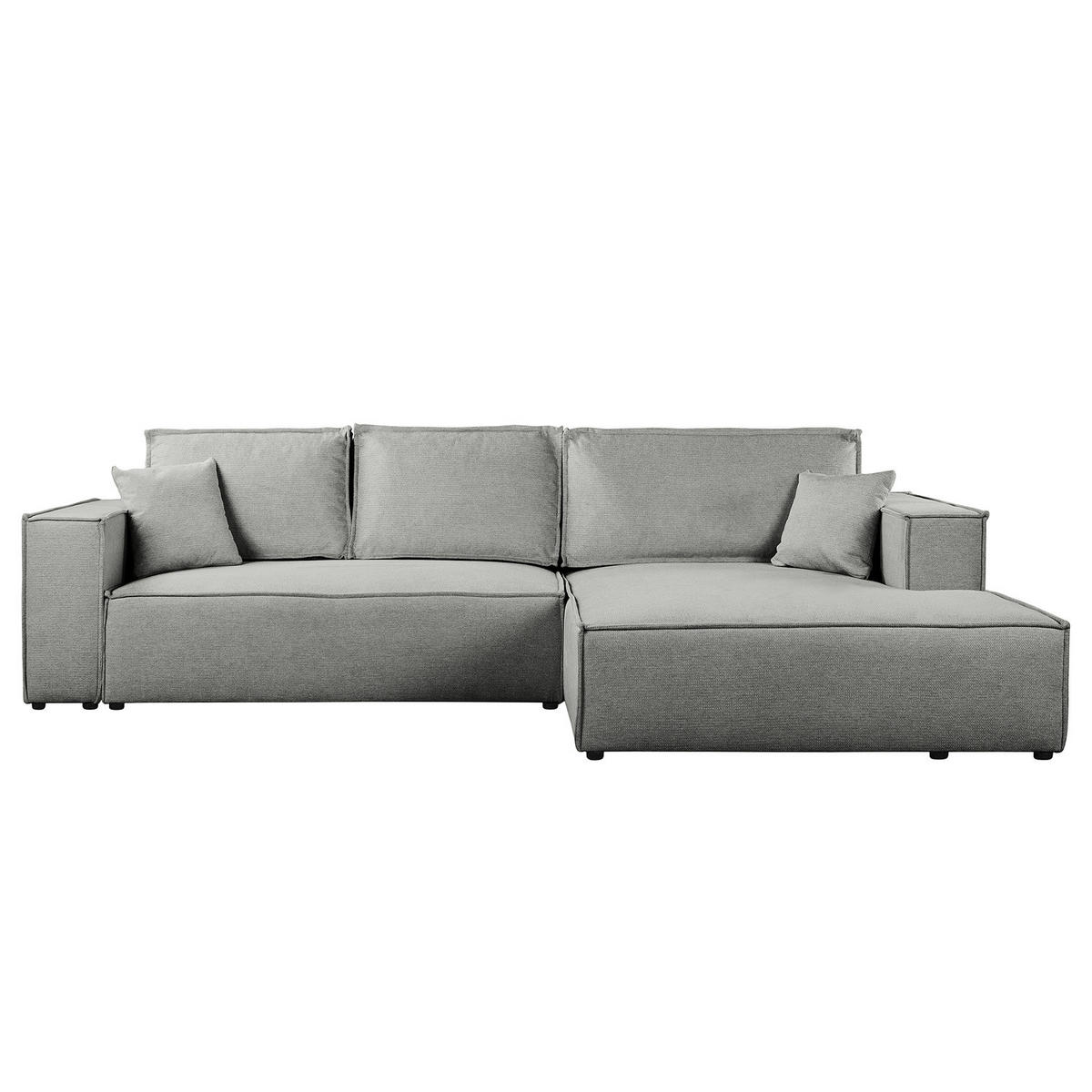 ECKSOFA mit Schlaffunktion - Longchair - Dunkelgrau/Schwarz, Kunststoff/Textil (294/185cm) - home24