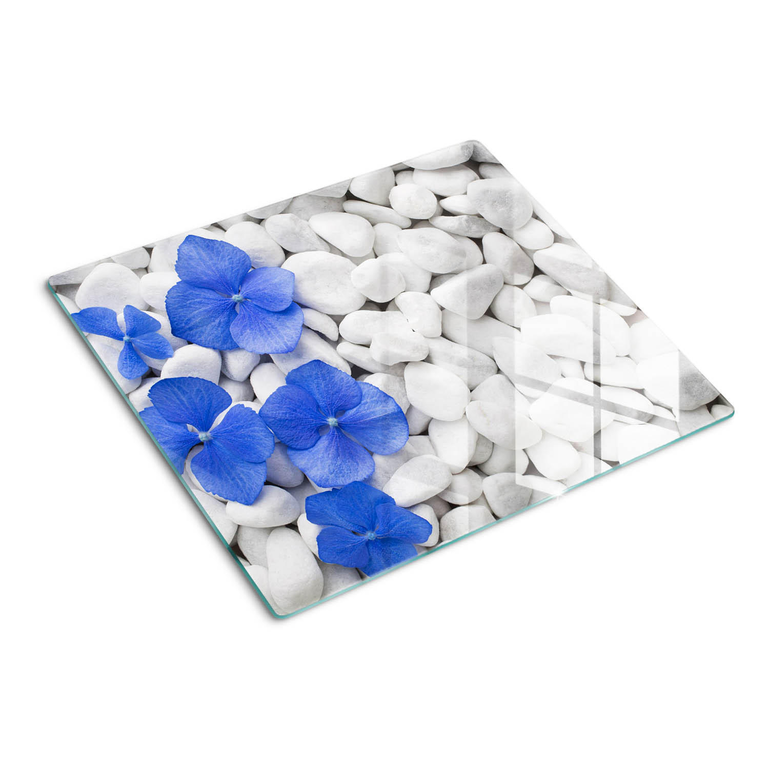 GLASPLATTE 60x52 cm Hortensie - Blau, Glas (60/0.4/52cm) - TULUP
