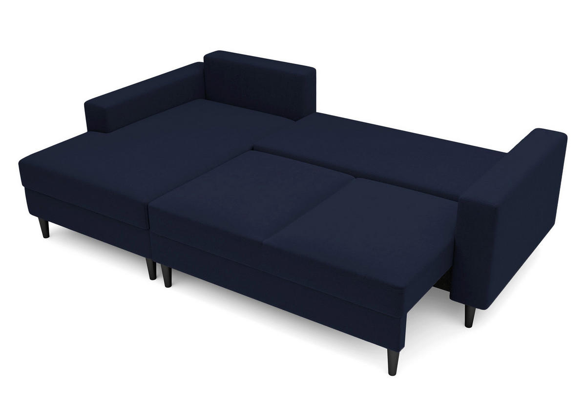 ECKSOFA Nalika Dunkelblau Velours - Schwarz/Dunkelblau, Holz/Textil (230/143cm) - Selsey