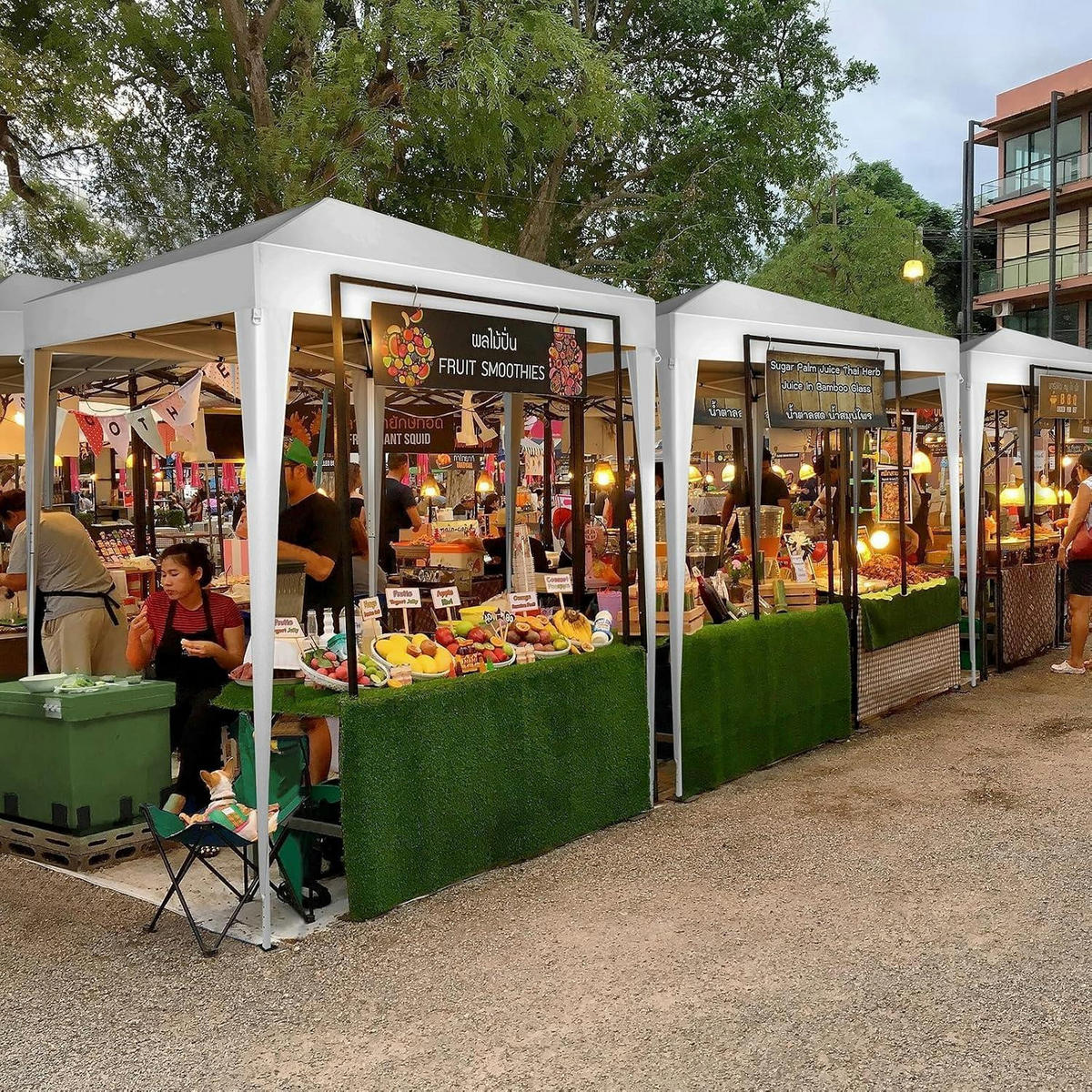 FALTPAVILLON 2 x 2 m Grau mit 4 Seitenteilen - Weiß, Metall (200/245/200cm)