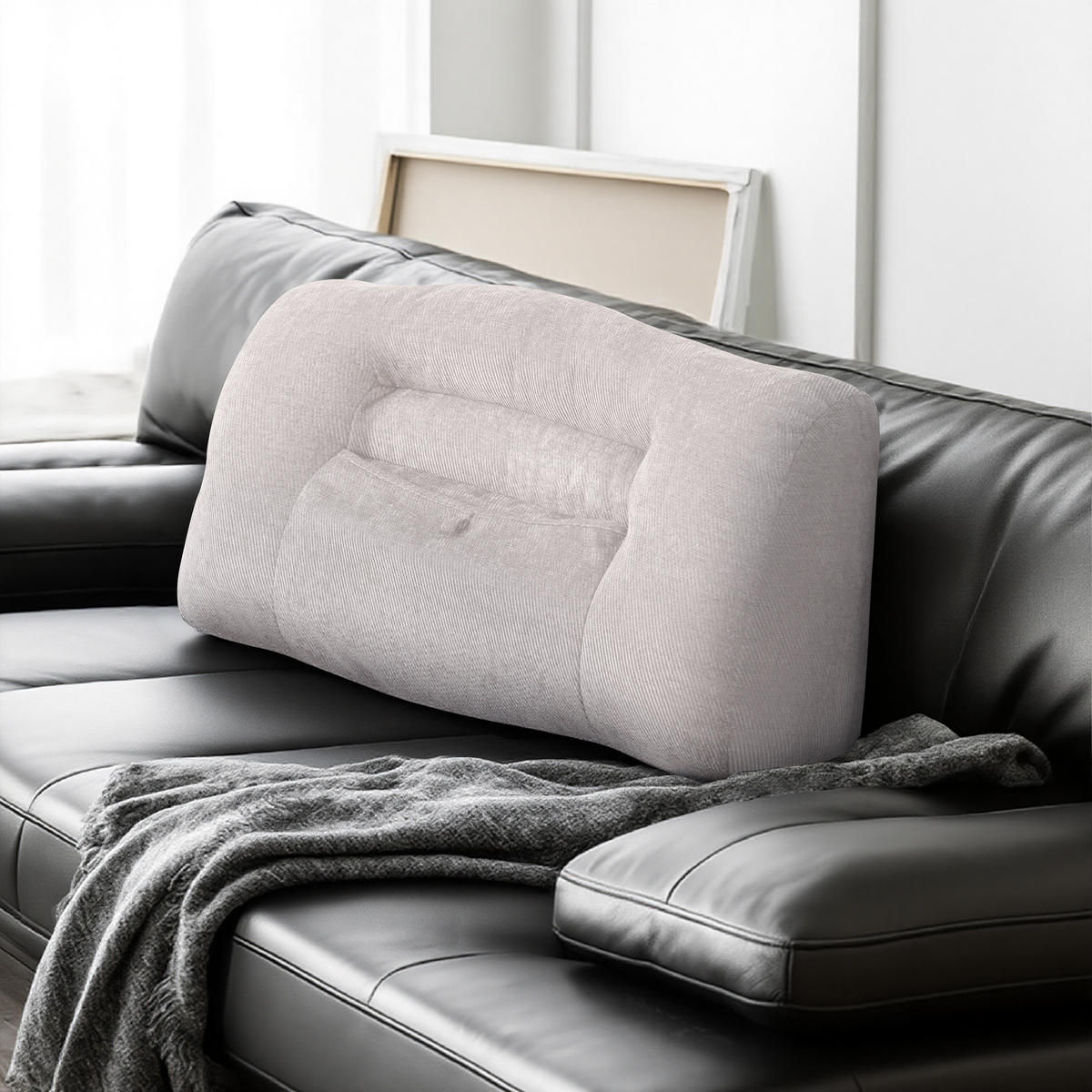 RÜCKENSTÜTZKISSEN für Sofa Bett Chenille 90cm Beige - Beige, Textil (90/22cm) - Vercart