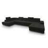 WOHNLANDSCHAFT TORIVA L-S Schwarz Velours-Stoff mit Schlaffunktion - Schwarz, Holz (418/90/202cm) - MASSENO