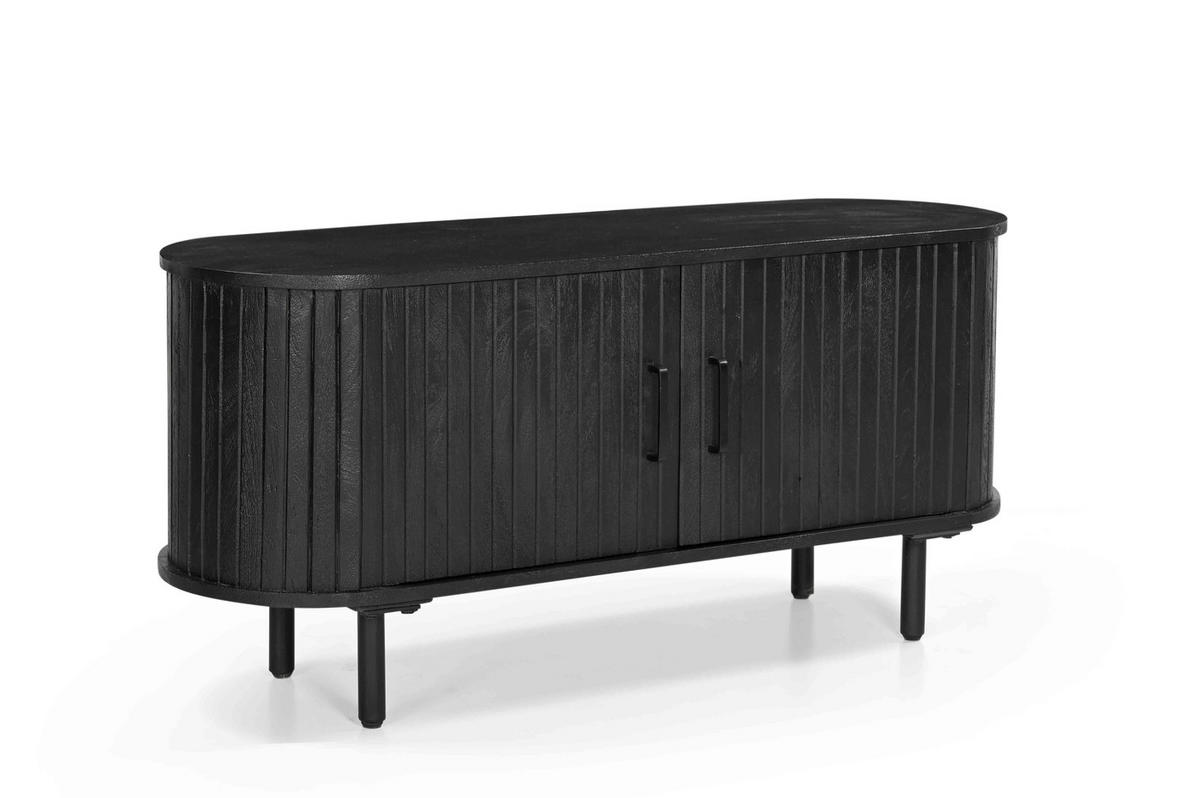 TV-MÖBEL aus Mangoholz 120cm, schwarz - Schwarz, Metall (120/56/46cm) - Giga Meubel